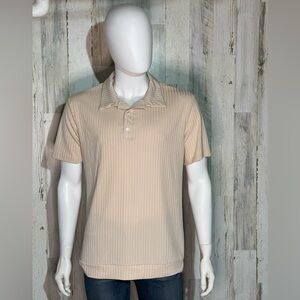 Men’s Textured Botton Down Shirt | Large Polo | Cream